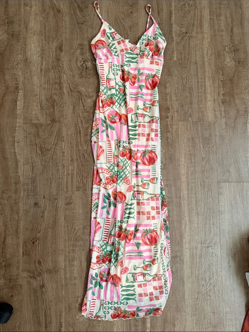 See You Monday Italian Graphics Patterned Maxi Slip Dress